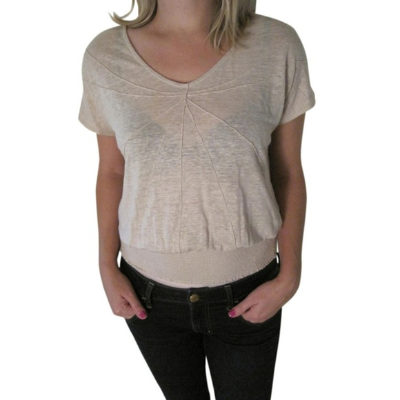 Gianni Bini Tops - GIANNI BINI CAP SLEEVE TAN EGGSHELL BEIGE TOP MED
